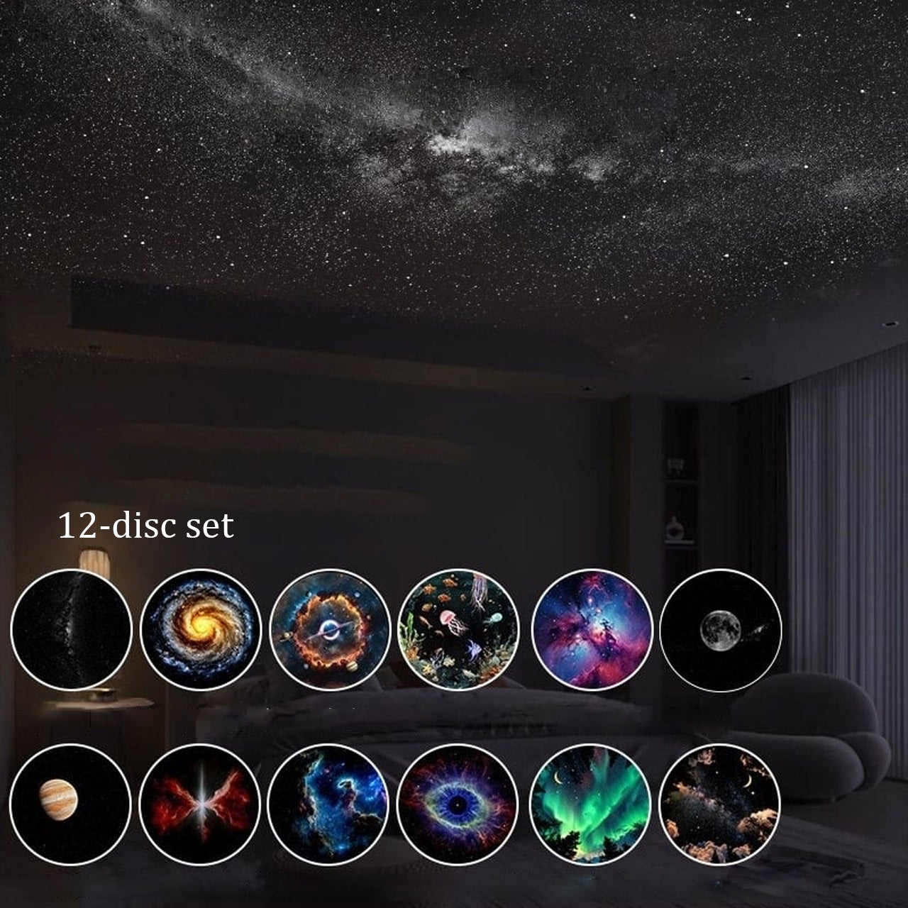 MJ01 .Star Projector Night Light, USB Touch, Eye-Friendly with Discs, Perfect Gift