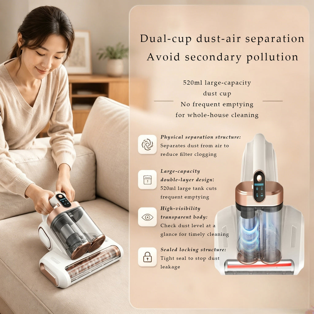 MY01 .Powerful Mattress Vacuum Cleaner with Roller Brush & UV Light, Dust Mite Remover for Bed, Sofa and Upholstery, Deep Cleaning Vacuum for Allergens, Pet Hair and Healthier Home